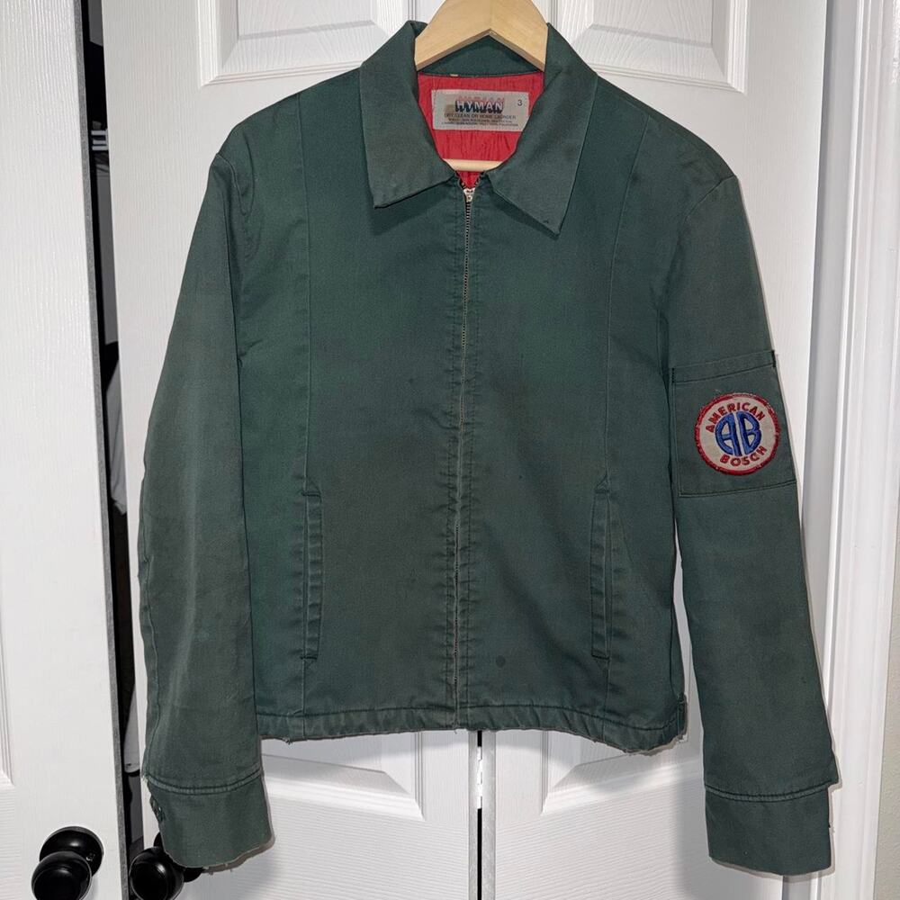 Vintage 1970s Hyman american bosch work jacket sleeve patch size small